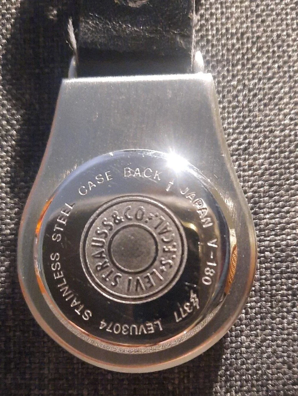 Men's Black Strap Silver Clip-On Watch Keychain